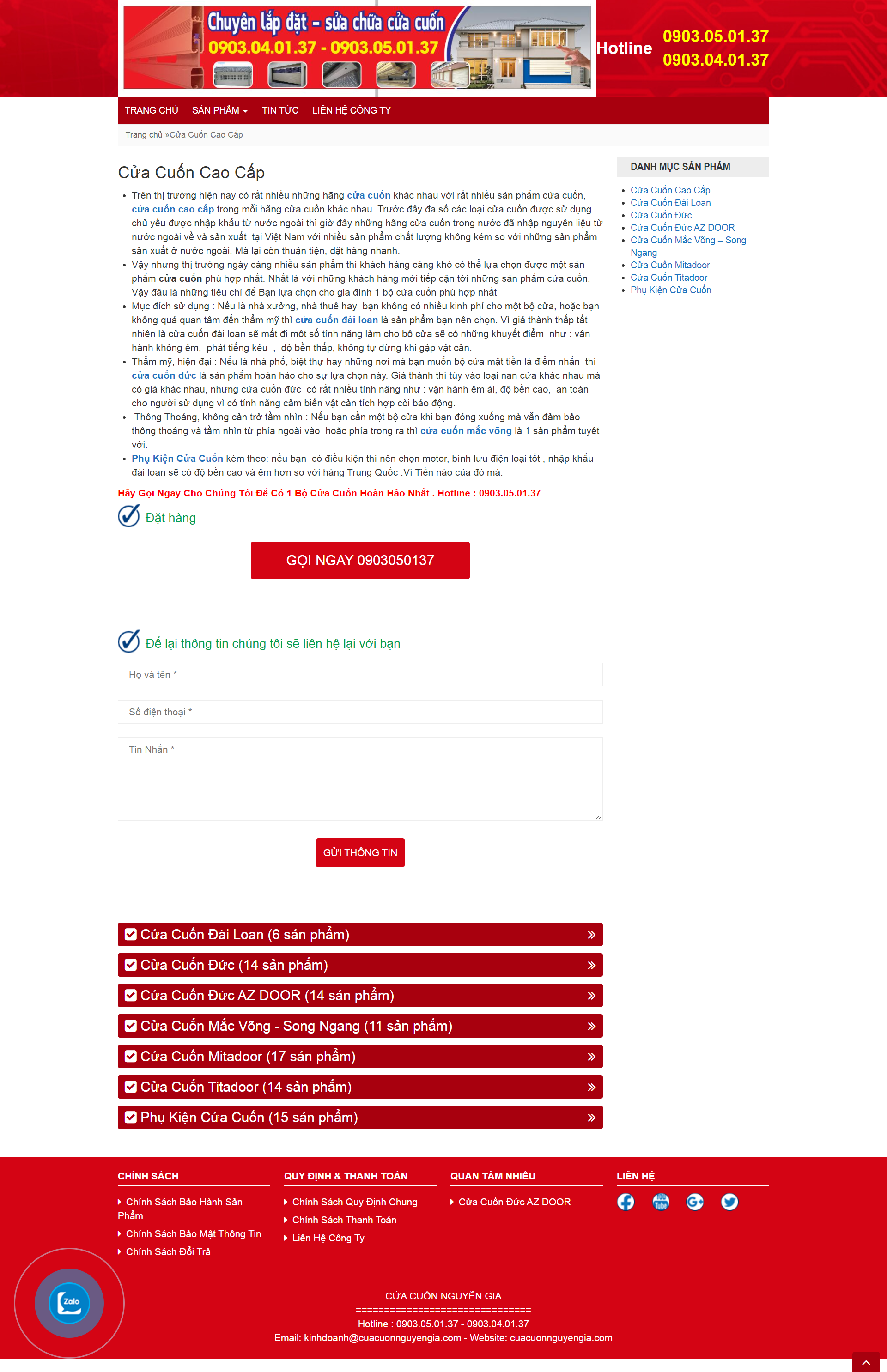 Thiết kế Web cửa kéo cuacuonnguyengia.com